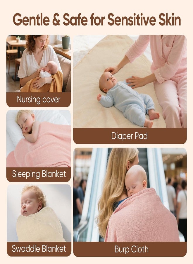 MIGIOL swaddles for Newborns Muslin Swaddle Blankets Baby Essentials for Newborn 47 X 47inches 3 Packs Receiving Blankets (Pink & Coffee 3 Pieces) - Image 5