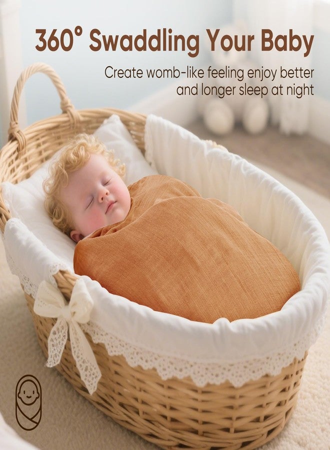 MIGIOL swaddles for Newborns Muslin Swaddle Blankets Baby Essentials for Newborn 47 X 47inches 3 Packs Receiving Blankets (Pink & Coffee 3 Pieces) - Image 2