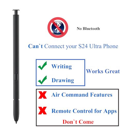 Bestdealing Galaxy S24 Ultra 5G S Pen Replacement S24 Ultra Pen with S24 Ultra Tips Nibs for Samsung Galaxy S24 Ultra 5G Touch Pen 6.8" SM-S928U S928W S928 with Needle Repair Part (No Bluetooth) (Titanium Black) - Image 2