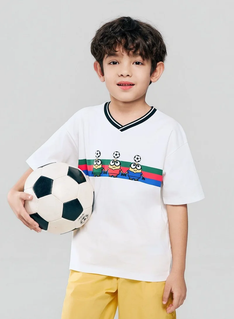 Kids Minions World Cup V neck Print Tee
