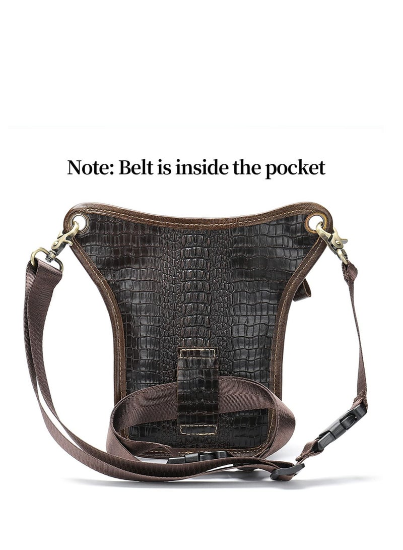 Y&D Fashionable Leather Waist Pack -for Men Women Belt Multi-Purpose Motorcycle Bike Outdoor Sports Tactical Cycling Riding Hiking Thigh Bag  - Image 3