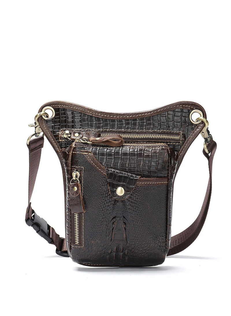 Y&D Fashionable Leather Waist Pack -for Men Women Belt Multi-Purpose Motorcycle Bike Outdoor Sports Tactical Cycling Riding Hiking Thigh Bag  - Image 1