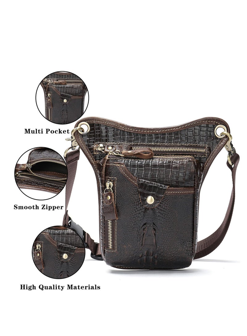 Y&D Fashionable Leather Waist Pack -for Men Women Belt Multi-Purpose Motorcycle Bike Outdoor Sports Tactical Cycling Riding Hiking Thigh Bag  - Image 5