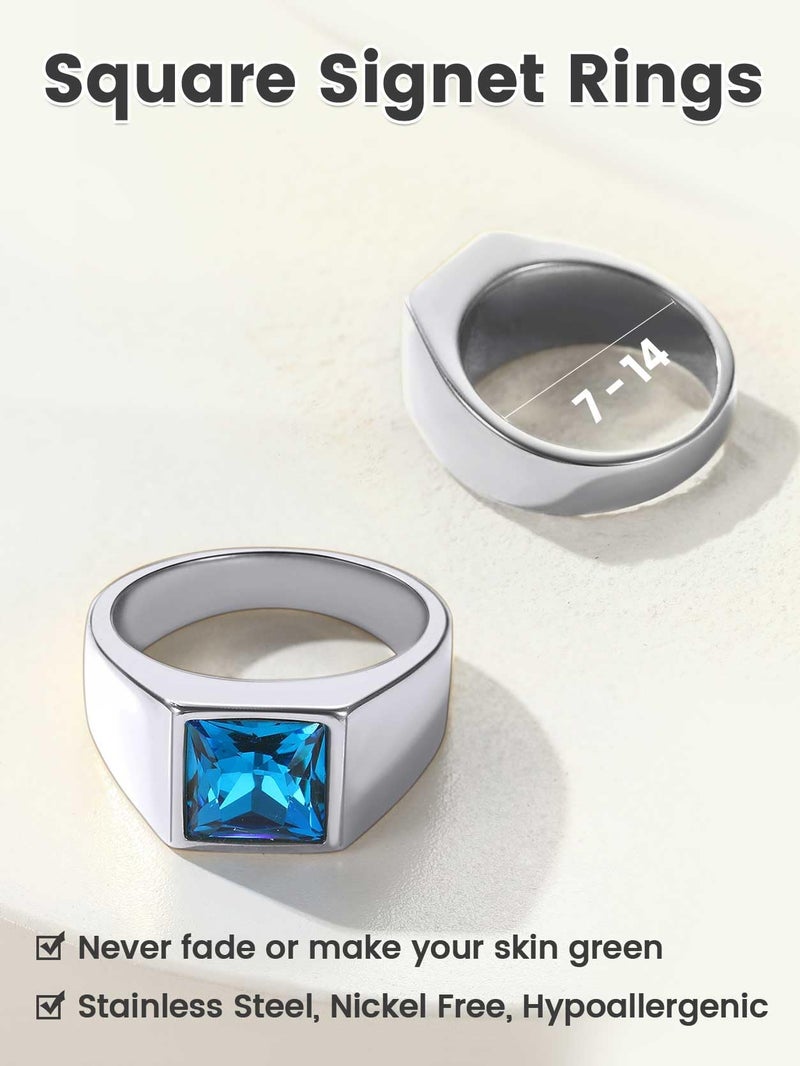 KeyStyle Size 10 Blue Topaz Rings For Man, Stainless Steel Ring For Classical Cocktail Husband Father Valentine - Image 5