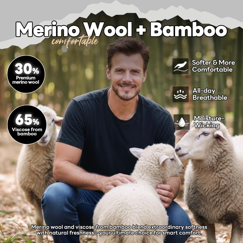 Heat equation Merino Wool T Shirt Mens Short Sleeve Wool Shirt for Men Lightweight Hiking Sport Travel Base Layer T-Shirt - Image 2
