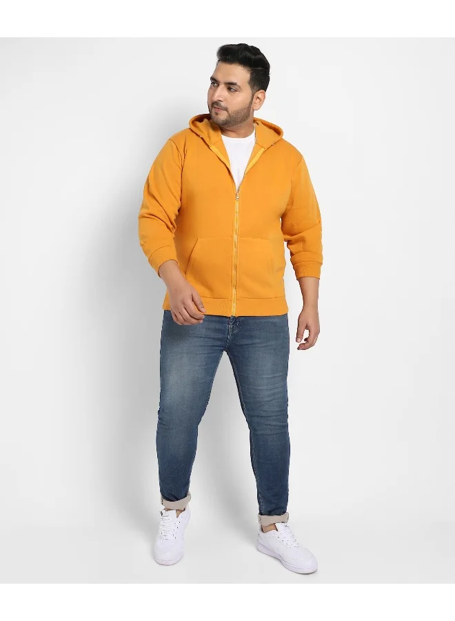 Instafab Plus Instafab Plus Men's Mustard Yellow Basic Zip-Front Hoodie
