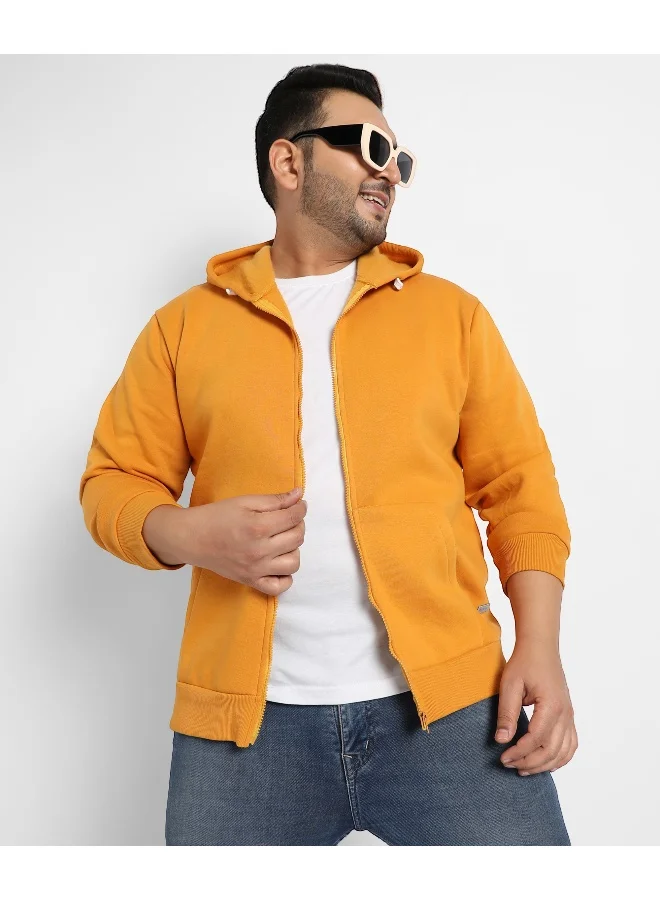 Instafab Plus Instafab Plus Men's Mustard Yellow Basic Zip-Front Hoodie