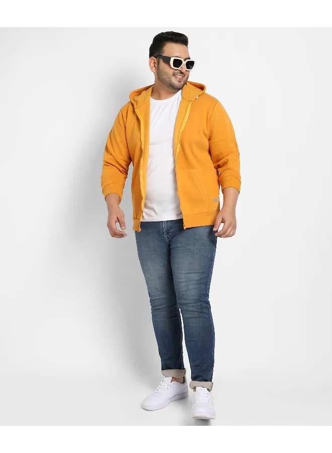 Instafab Plus Instafab Plus Men's Mustard Yellow Basic Zip-Front Hoodie