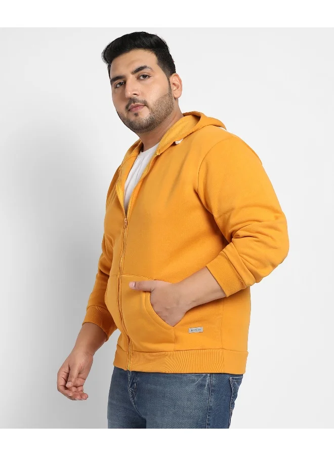 Instafab Plus Instafab Plus Men's Mustard Yellow Basic Zip-Front Hoodie