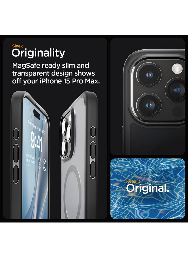 Spigen - Ultra Hybrid MagFit for iPhone 15 Pro Max Case Cover with MagSafe - Frost Black - Image 1