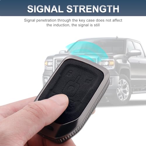 YO&YOYE for GMC Key Fob Cover with Keychain, Leather Full Protection Key Case Shell Compatible with Chevy GMC Suburban Tahoe Terrain Yukon Yukon XL (6 Buttons, Black) - Image 5