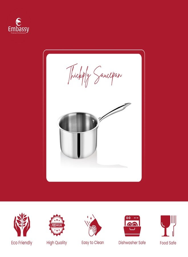 Embassy Stainless Steel Premium Thickply Saucepan (600 ml, Size 09) - Image 2