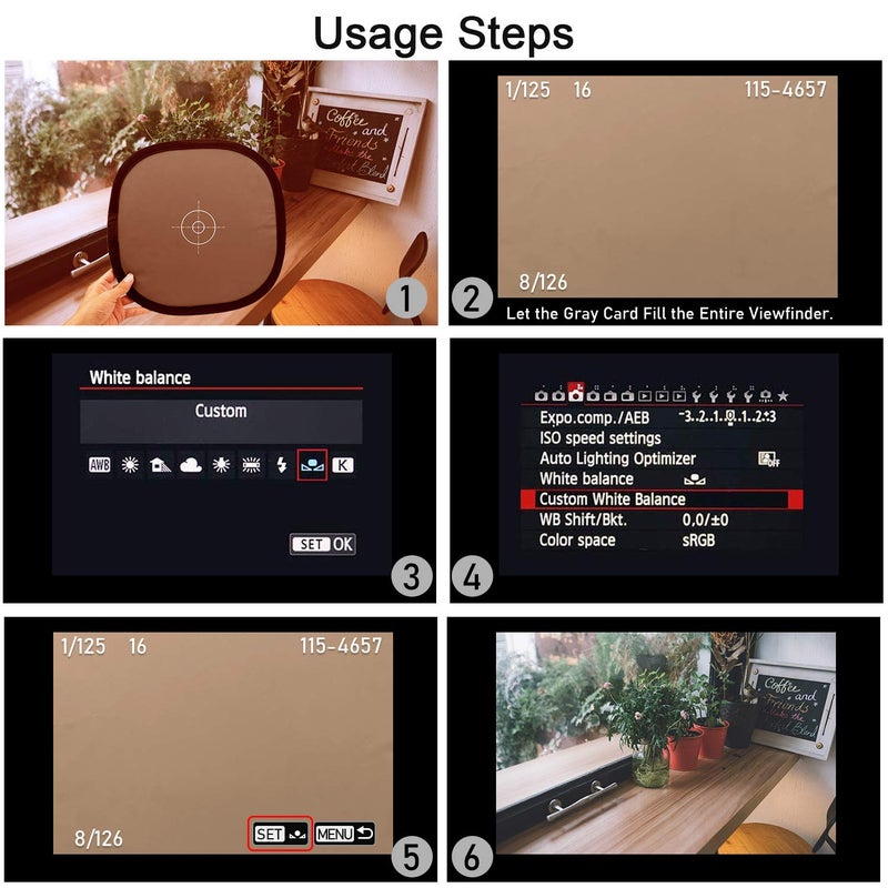 Anwenk 12x12 Inch (30x30cm) Grey Card White Balance Card for Photography 18% Exposure Gray Reflectance Reflector Foldable Focus Board Double Sided with Carry Pouch - Image 3