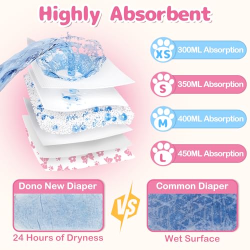 Dono Disposable Pull It Up Female Dog Diapers, 360° Stretchy Waist Puppy Diapers, Super-Absorbent Doggie Diapers with Rapid-Dry Technology Leak-Proof Design for Doggy in Heat Period, M 10 Pcs - Image 5