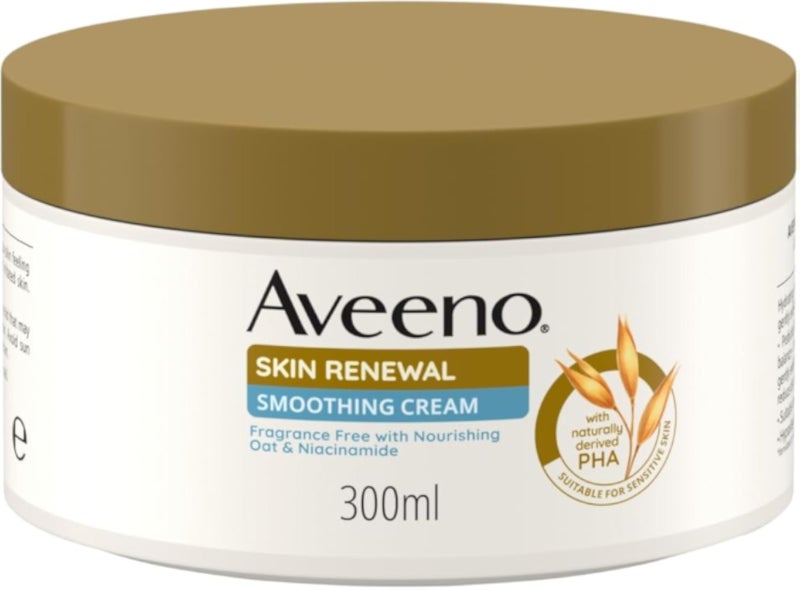 Aveeno Skin Renewal Smoothing Cream, Smooths Rough & Bumpy Skin, Prebiotic Oat, PHA & Niacinamide, Suitable for Sensitive. Also Suitable for People who may be prone to Keratosis Pilaris, 300ml