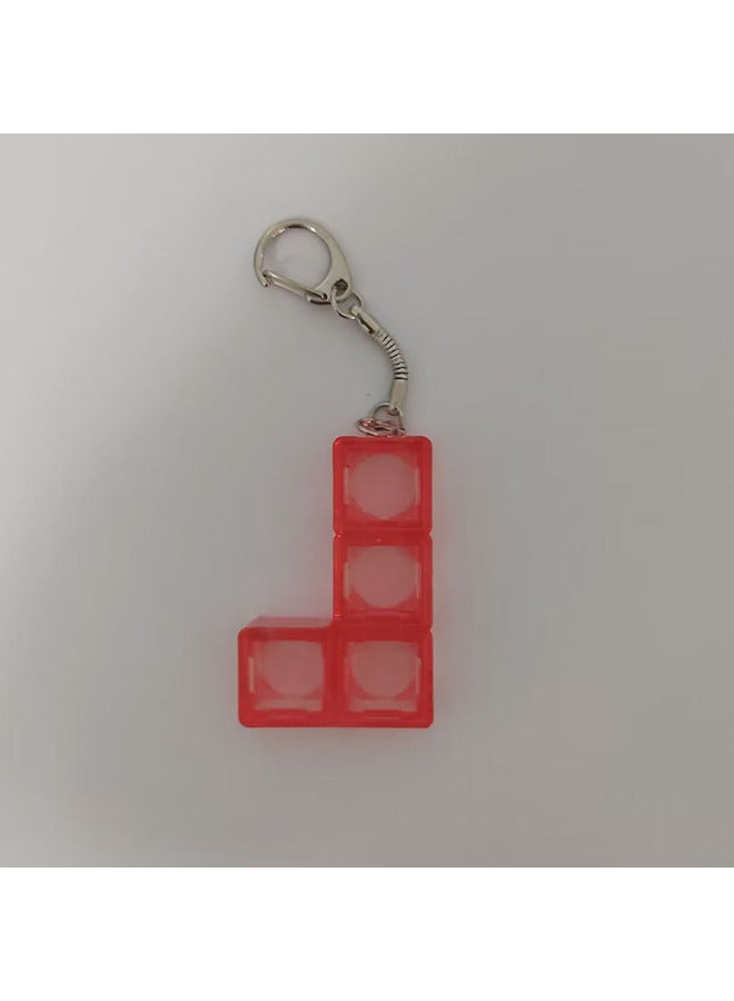 PC Material Tian Convex L Cross Test Shaft Key Decompression Can Be Installed CR1220 Battery Lamp Bead Key Buckle To Carry Multi-color-Color:Red Through L-frame Key Buckle - Image 1