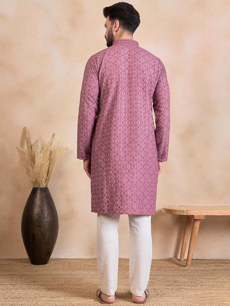 SWAGG INDIA Men's Rayon Blend Geometric Regular Kurta | Ethnic Wear Perfect for Casual and Festive Occasions - Image 4