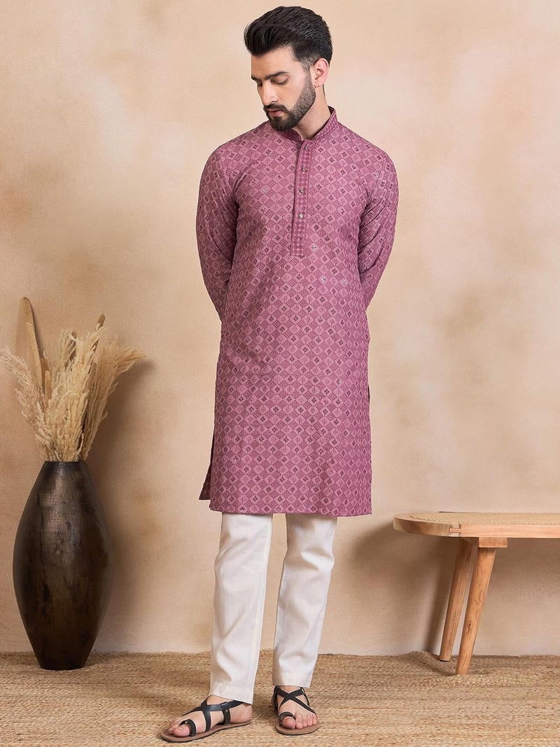 SWAGG INDIA Men's Rayon Blend Geometric Regular Kurta | Ethnic Wear Perfect for Casual and Festive Occasions - Image 2