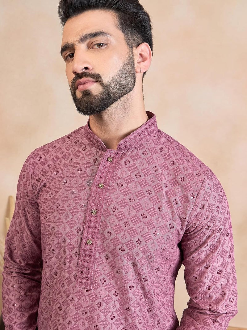 SWAGG INDIA Men's Rayon Blend Geometric Regular Kurta | Ethnic Wear Perfect for Casual and Festive Occasions - Image 5