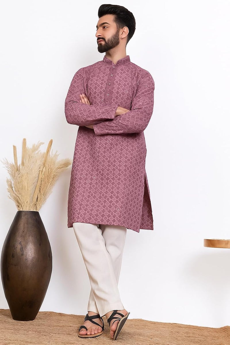 SWAGG INDIA Men's Rayon Blend Geometric Regular Kurta | Ethnic Wear Perfect for Casual and Festive Occasions - Image 1