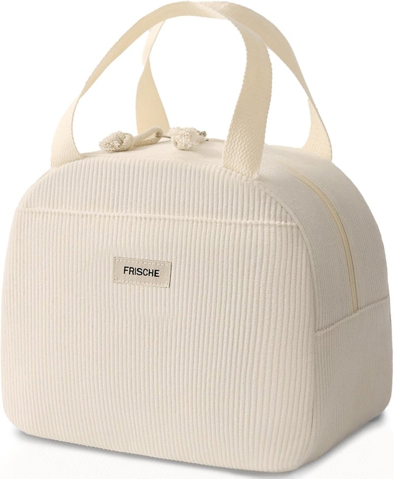 Insulated Lunch Bag for Women Men, Lunch Containers Reusable High Capacity Lunch Tote Bags for Work Picnic (Corduroy Beige) - Image 1