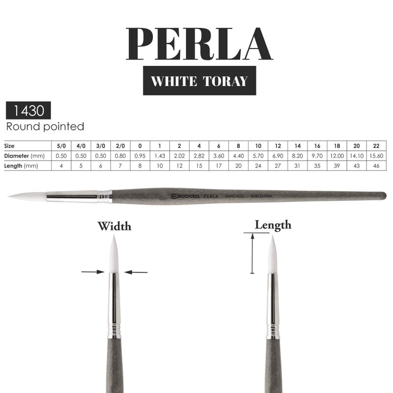 Escoda Speedball Art Products 1430-12 Escoda Perla Series, 12, Synthetic White Toray Filament - Image 3