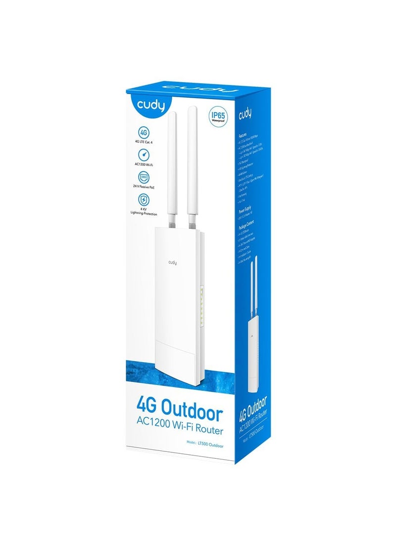 cudy Cudy Unlocked Outdoor 4G LTE Cat 4 Route Modem, WiFi AC1200, IP65, Detachable Antennas, Passive PoE Adapter, Pole or Wall Mount, VPN, LT500-Outdoor  - Image 2
