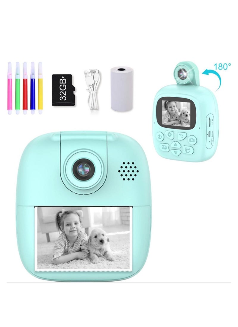 Generic Digital Children's Camera Selfie Children's Camera For Children Boys Girls Digital Camera 1080P HD Video Camera Digital Kids Camera With 32GB Card 2.0 Inch ISP Print Instant Camera  - Image 2