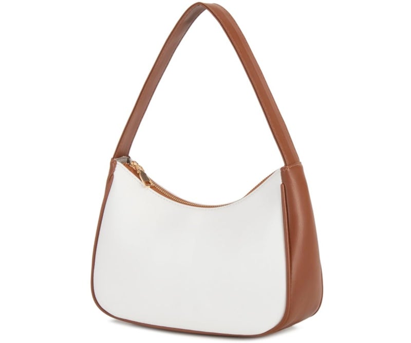 CYHTWSDJ Shoulder Bags for Women, Cute Hobo Tote Handbag Mini Clutch Purse with Zipper Closure (White brown B) - Image 1