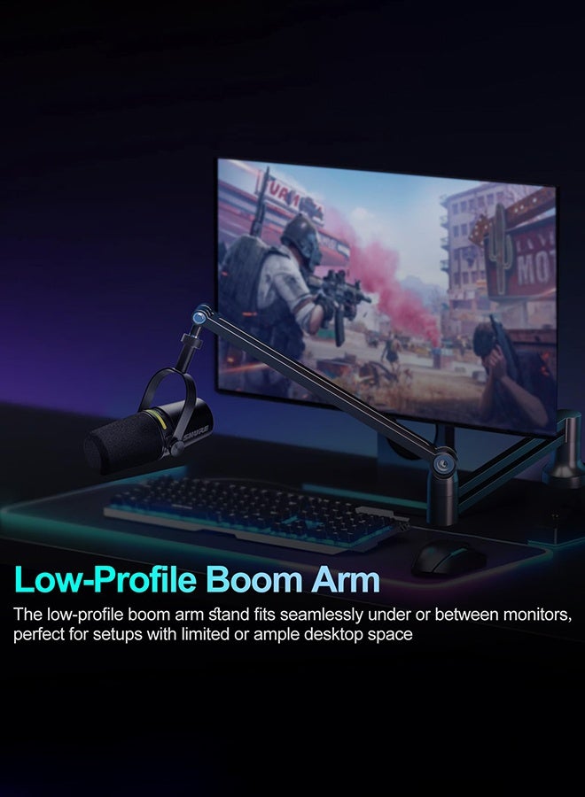 WALALLA Low Profile Microphone Boom Arm - 360° Rotatable & Foldable Design with 1.5kg Load Capacity, Heavy Duty Stand Compatible with Blue Yeti (Includes 3/8" to 5/8" Adapter) - Image 2