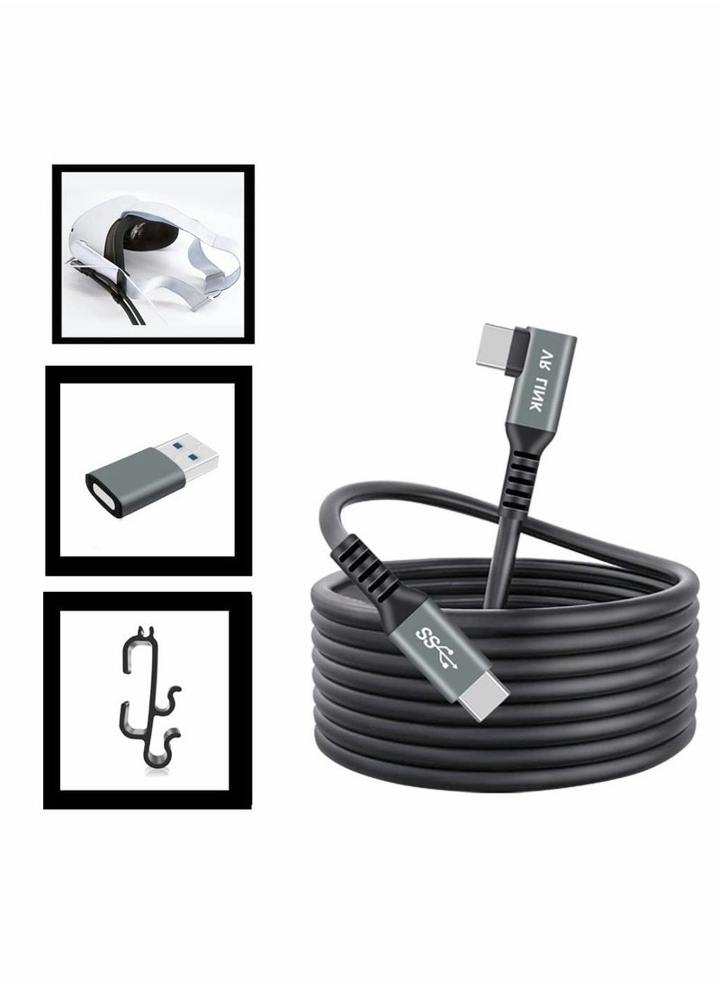 SYOSI - USB C to C High Speed Data Transfer Fast Charging ​for VR Headset and Gaming PC with USB A Male Adapter Cable Manager 16ft C C USB 3.2 Gen1 VR Link Serial Cable for Oculus Quest 1 2 Connecting Cable - Image 1