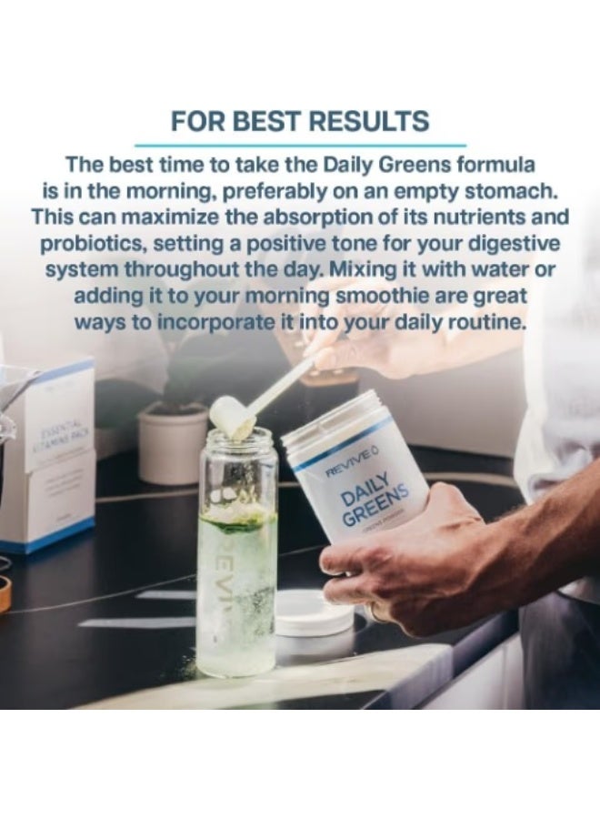Revive Daily Greens Powder - Wheatgrass, Spirulina & Chlorella Superfood Blend for Energy, Vitality & General Wellness, Espresso Flavor, 510g - Image 4