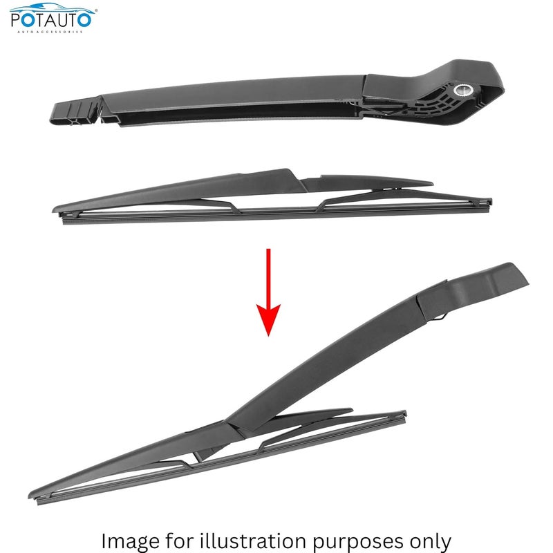 Potauto Rear Wiper Blade With Arm Compatible For MERCEDES BENZ GLA N/M (H247) 2020 | Natural Rubber, Durable and Noise-Free|Part-F804 - Image 3