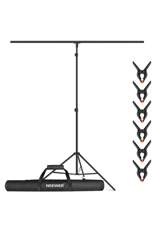 Neewer T-Shaped Background Backdrop Support Stand Kit, 8.5ft/2.6m Tall Adjustable Tripod Stand and 5ft/1.5m Wide Crossbars with 6 Spring Clamps and 1 Carrying Bag for Studio Photo Video Photography - Image 1