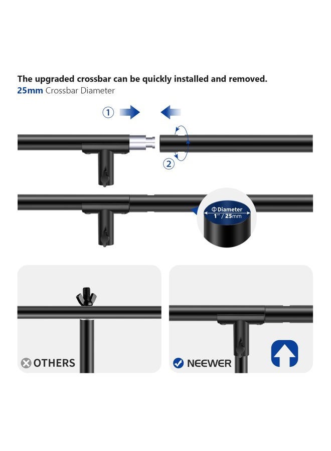 Neewer T-Shaped Background Backdrop Support Stand Kit, 8.5ft/2.6m Tall Adjustable Tripod Stand and 5ft/1.5m Wide Crossbars with 6 Spring Clamps and 1 Carrying Bag for Studio Photo Video Photography - Image 3