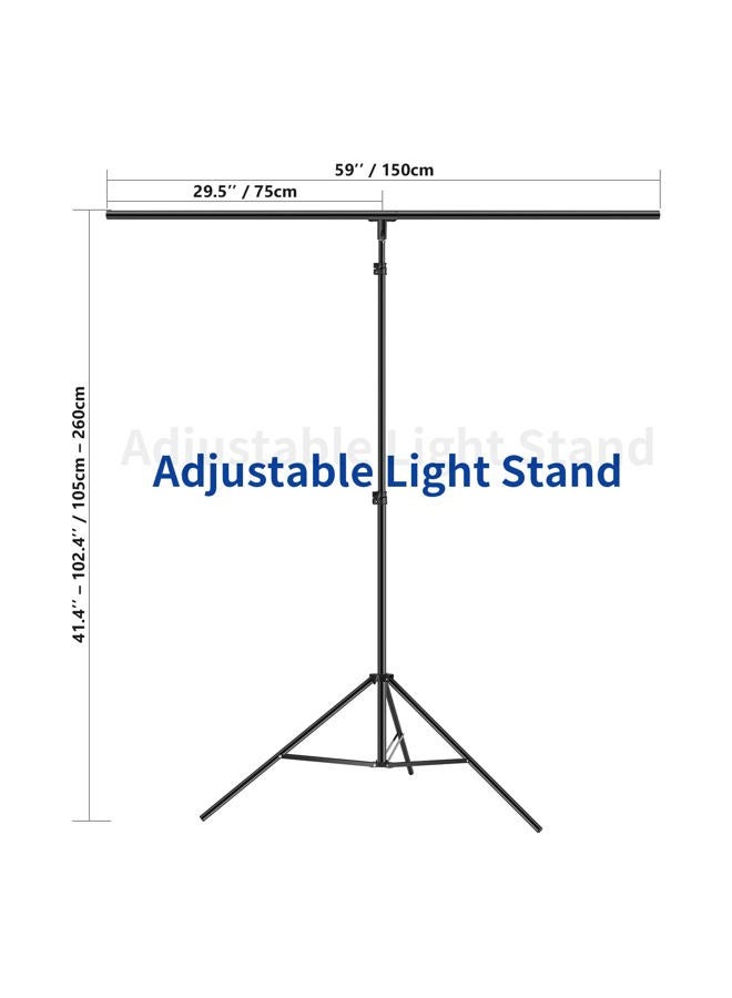 Neewer T-Shaped Background Backdrop Support Stand Kit, 8.5ft/2.6m Tall Adjustable Tripod Stand and 5ft/1.5m Wide Crossbars with 6 Spring Clamps and 1 Carrying Bag for Studio Photo Video Photography - Image 2