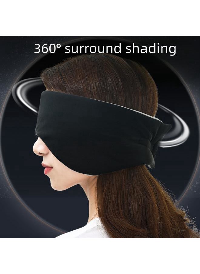 WAOKN - All-inclusive Sleep Eye Mask, Multi-functional Warm and Cool Dual-sense Eye Mask and Ear Mask, Light-blocking and Noise-reducing Student Nap, Office and Travel Sleeping Tool (Black) - Image 1