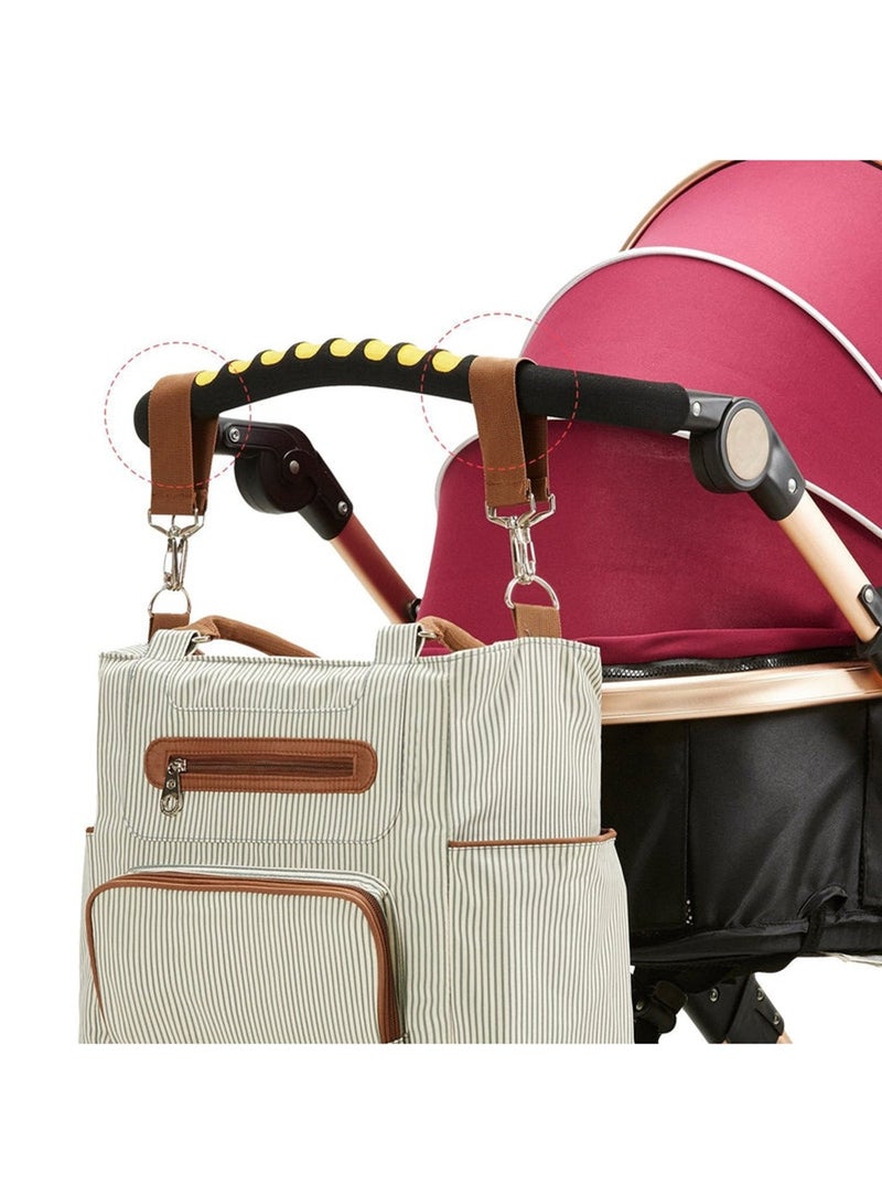Set Of 6 Diaper Bag With Hooks And Nappy Changing Mat - Ivory White - Image 3