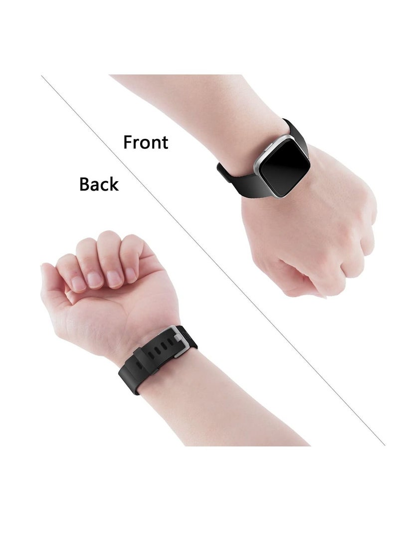 Excefore - Strap Compatible With Fitbit Versa/Versa 2/Fitbit Versa Lite. It Is Suitable For Ladies And Men. Classic Soft Silicone Sports Strap. Adjustable Wrist Strap (2 Straps, Black And Blue) - Image 1