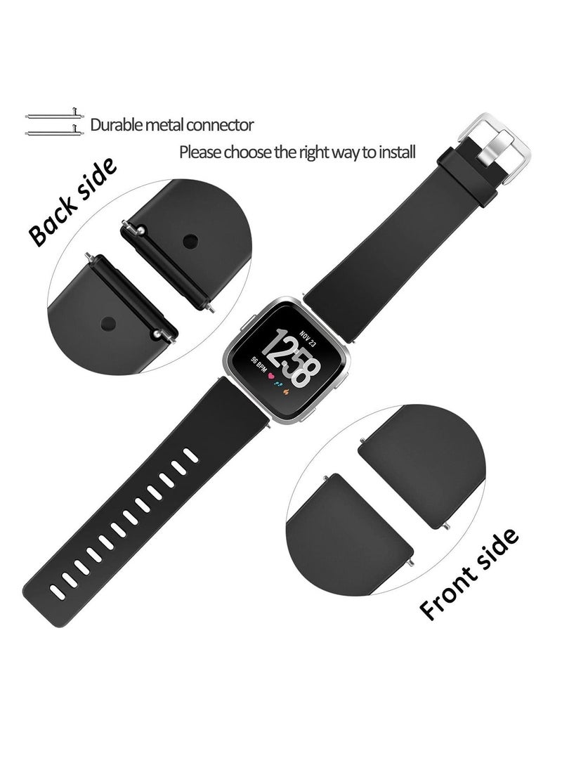Excefore - Strap Compatible With Fitbit Versa/Versa 2/Fitbit Versa Lite. It Is Suitable For Ladies And Men. Classic Soft Silicone Sports Strap. Adjustable Wrist Strap (2 Straps, Black And Blue) - Image 1
