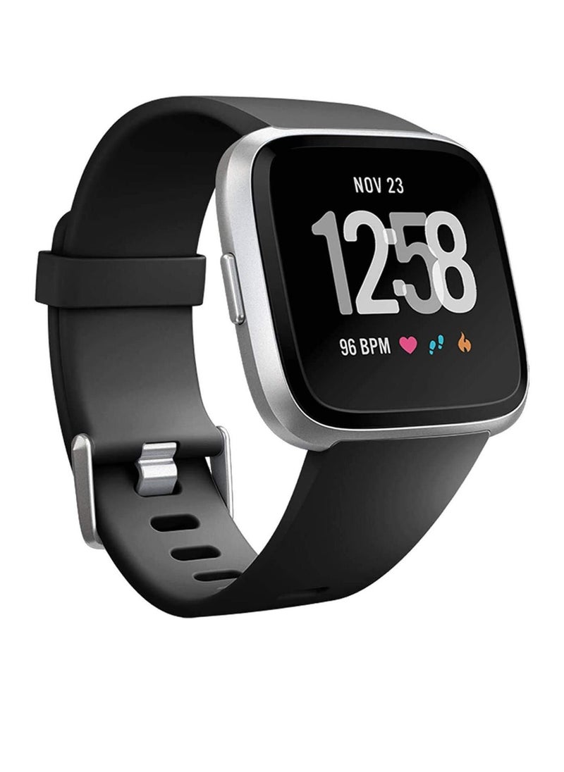 Excefore - Strap Compatible With Fitbit Versa/Versa 2/Fitbit Versa Lite. It Is Suitable For Ladies And Men. Classic Soft Silicone Sports Strap. Adjustable Wrist Strap (2 Straps, Black And Blue) - Image 1