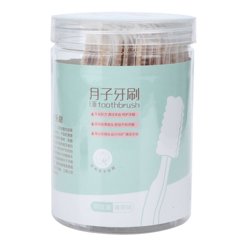 Disposable Bamboo Toothbrush with Medical Soft Gauze Head - Mint Vitamin C Salt Infused Non-Slip Handle for Pregnant Women Elderly Travel Home Oral Care - Image 1