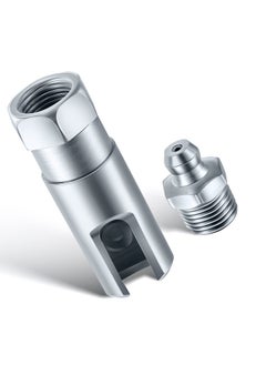 Generic Grease Gun Coupler with 1/8 inch NPT Threads, Push on Slotted Right Angle 90 Degree Grease Coupler Fits Standard 1/8 inch NPT Grease Hoses, 2.1 Inch Length  - Image 1