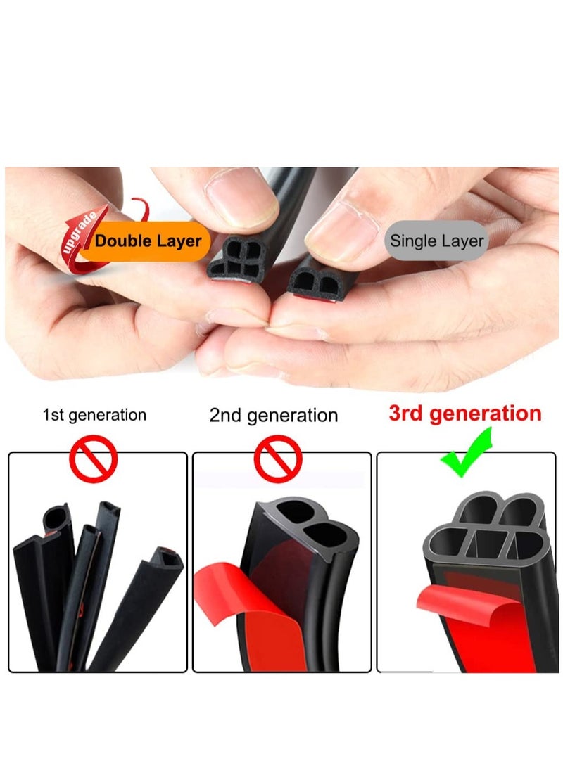 Car Door Rubber Seal Strip Weather Stripping Double Layer 5 Holes Universal Self Adhesive Auto Soundproofing Weatherstrip for Tailgate 5M - Image 2