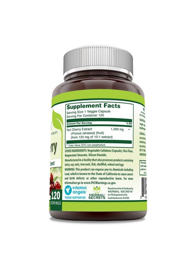 Herbal Secrets Tart Cherry 10:1 Standardized Extract Supplement | 1200 Mg Per Serving | 120 Veggie Capsules | Non-GMO | Gluten Free | Made in USA (1 Pack, 120) - Image 2