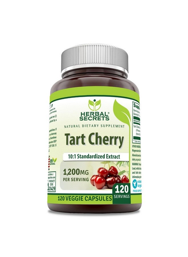 Herbal Secrets Tart Cherry 10:1 Standardized Extract Supplement | 1200 Mg Per Serving | 120 Veggie Capsules | Non-GMO | Gluten Free | Made in USA (1 Pack, 120) - Image 1