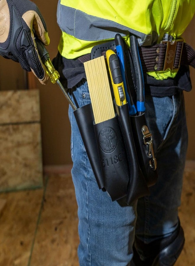 Klein Tools 5118C Tool Pouch, 4 Pocket Multi Tool Holder with Plier, Ruler, and Screwdriver Holder - Image 3