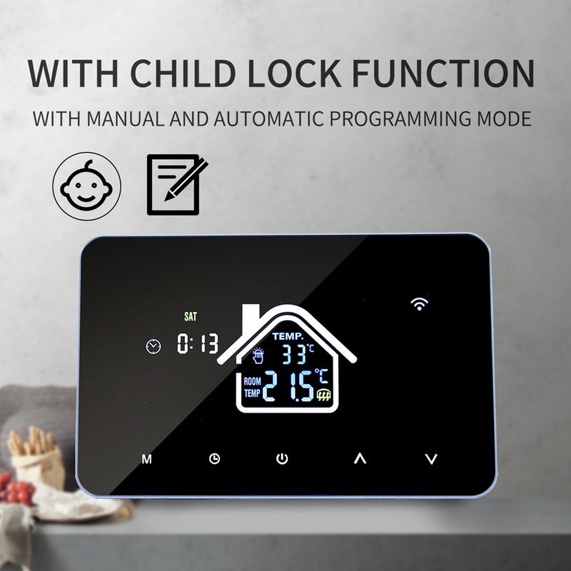 مكبير حرارة ذكي لتحكم درجة حرارة التسخين بالماء بشاشة عرض LCD و شاشة ملموس و قابل للبرمجة أسبوعيًا لمنشآت التسخين الأرضي في المنزل و المدرسة والمكتب والفندق - Image 5