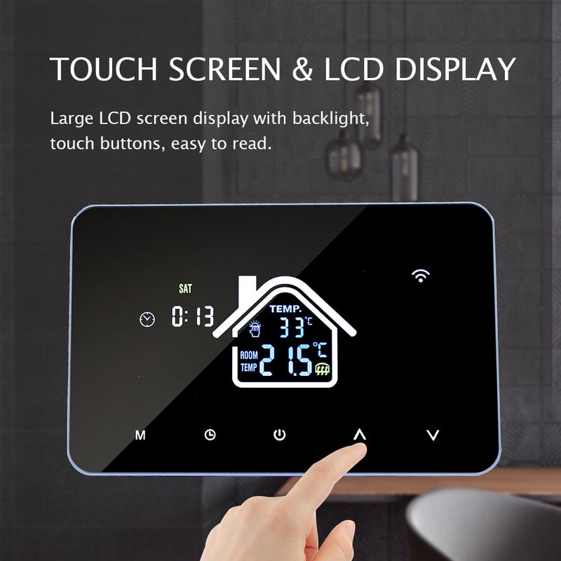 مكبير حرارة ذكي لتحكم درجة حرارة التسخين بالماء بشاشة عرض LCD و شاشة ملموس و قابل للبرمجة أسبوعيًا لمنشآت التسخين الأرضي في المنزل و المدرسة والمكتب والفندق - Image 3