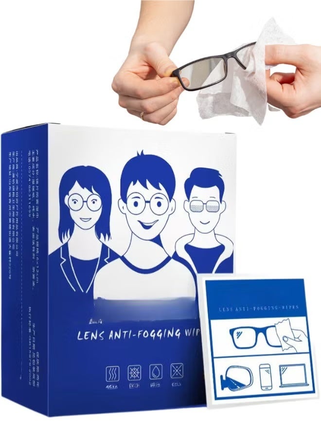 Eyeglass & Camera Lens Cleaning Wipes 100 Count – Anti-Fog, Pre-Moistened, Streak-Free and Scratch-Free, Safe for Glasses, Sunglasses, Goggles, Mirrors, Individually Wrapped and Portable - Image 1